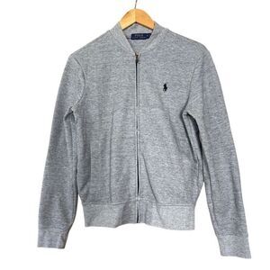 Polo Ralph Lauren Bomber Jacket Mens M Gray Cotton Blend Zip Up Front Pockets Ca